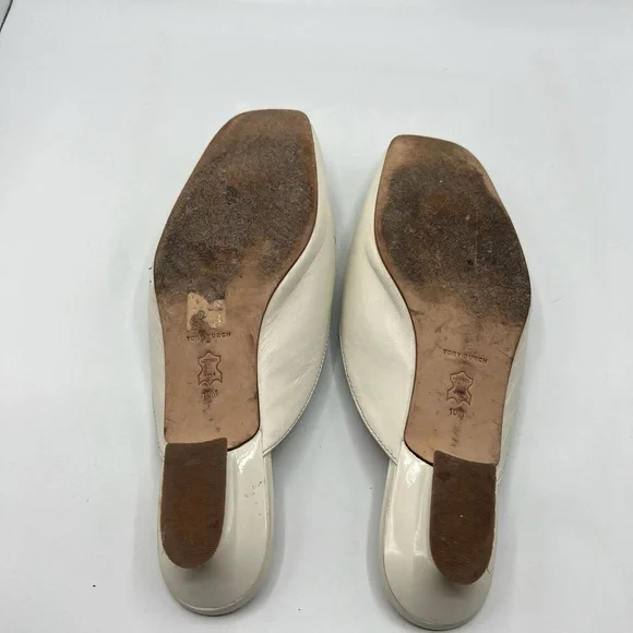 Tory Burch Sz‎ 10 Patos Logo Kitten Heel Mules - Picture 12 of 13
